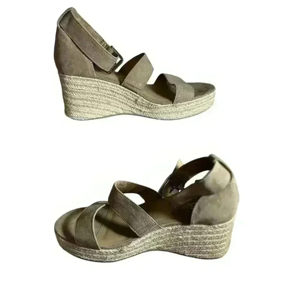 Hot tomato 9.5 wedge sandals Open Toed Camel Swede - Picture 2 of 12